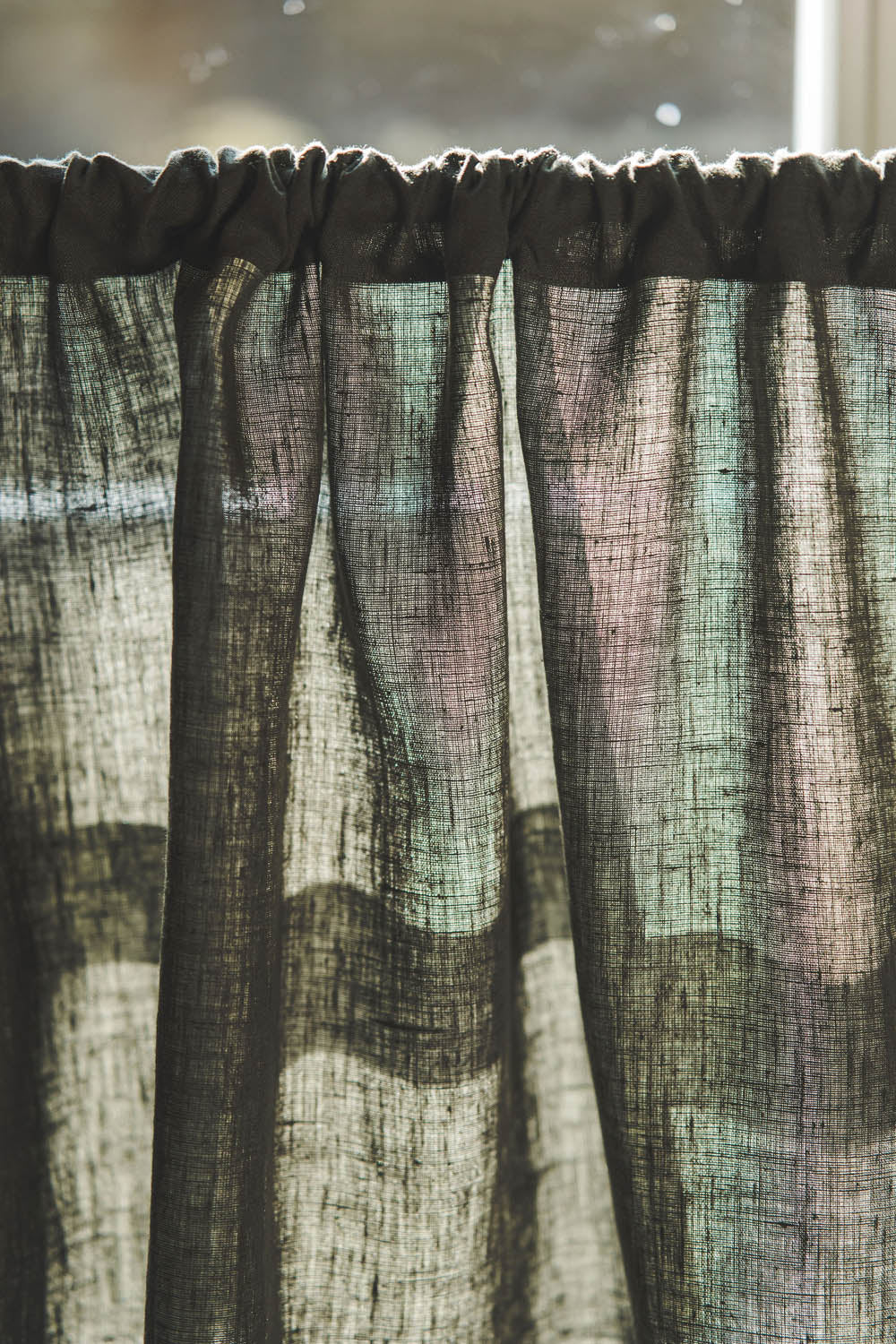 Waldgrüner Café-Vorhang aus Leinen