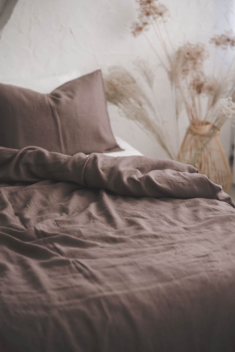 Bettbezug aus Kakaoleinen mit Knöpfen