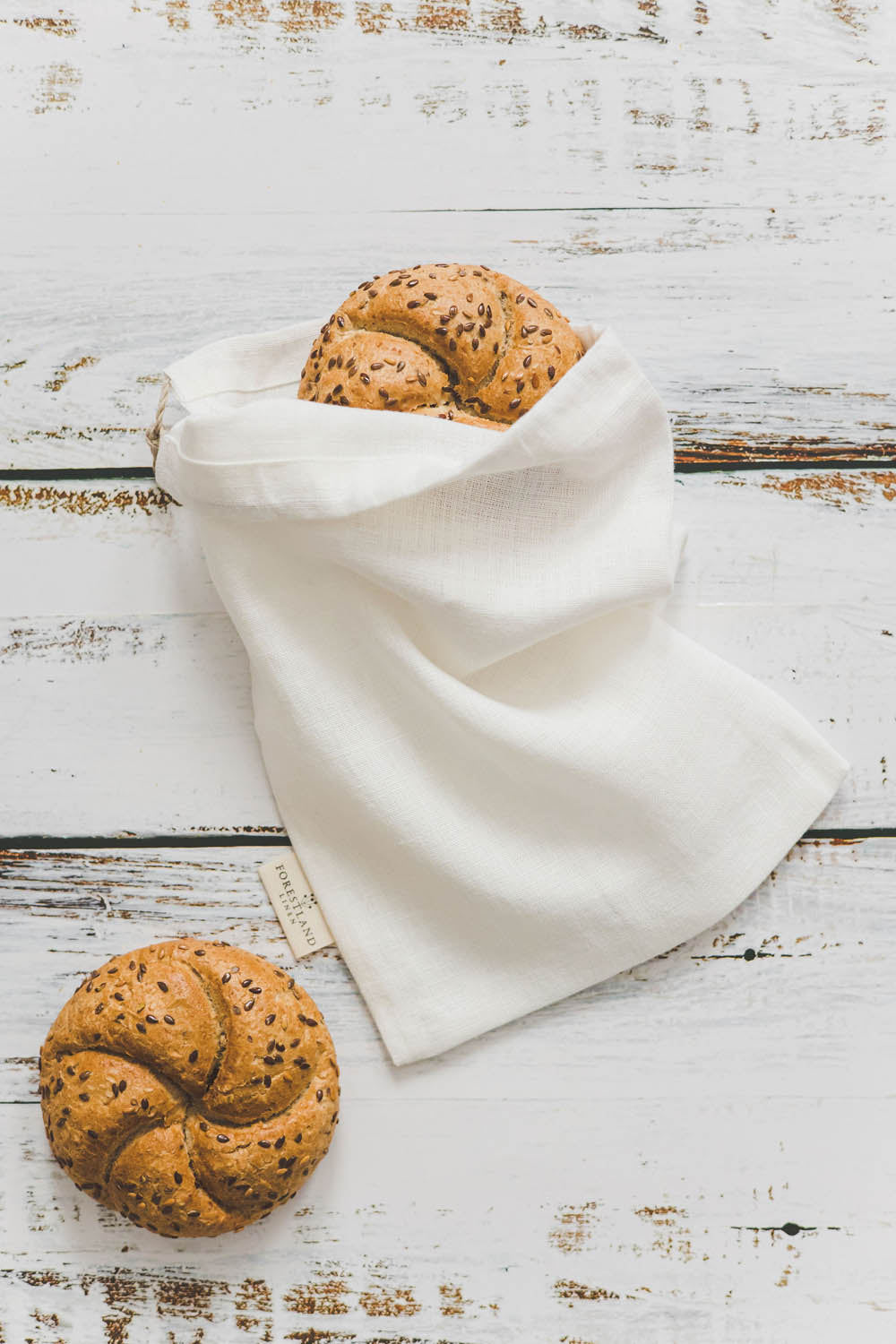 Brotbeutel aus Leinen in cremefarben