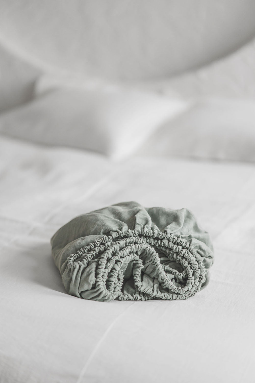 Frosty grünes Leinen-Spannbettlaken