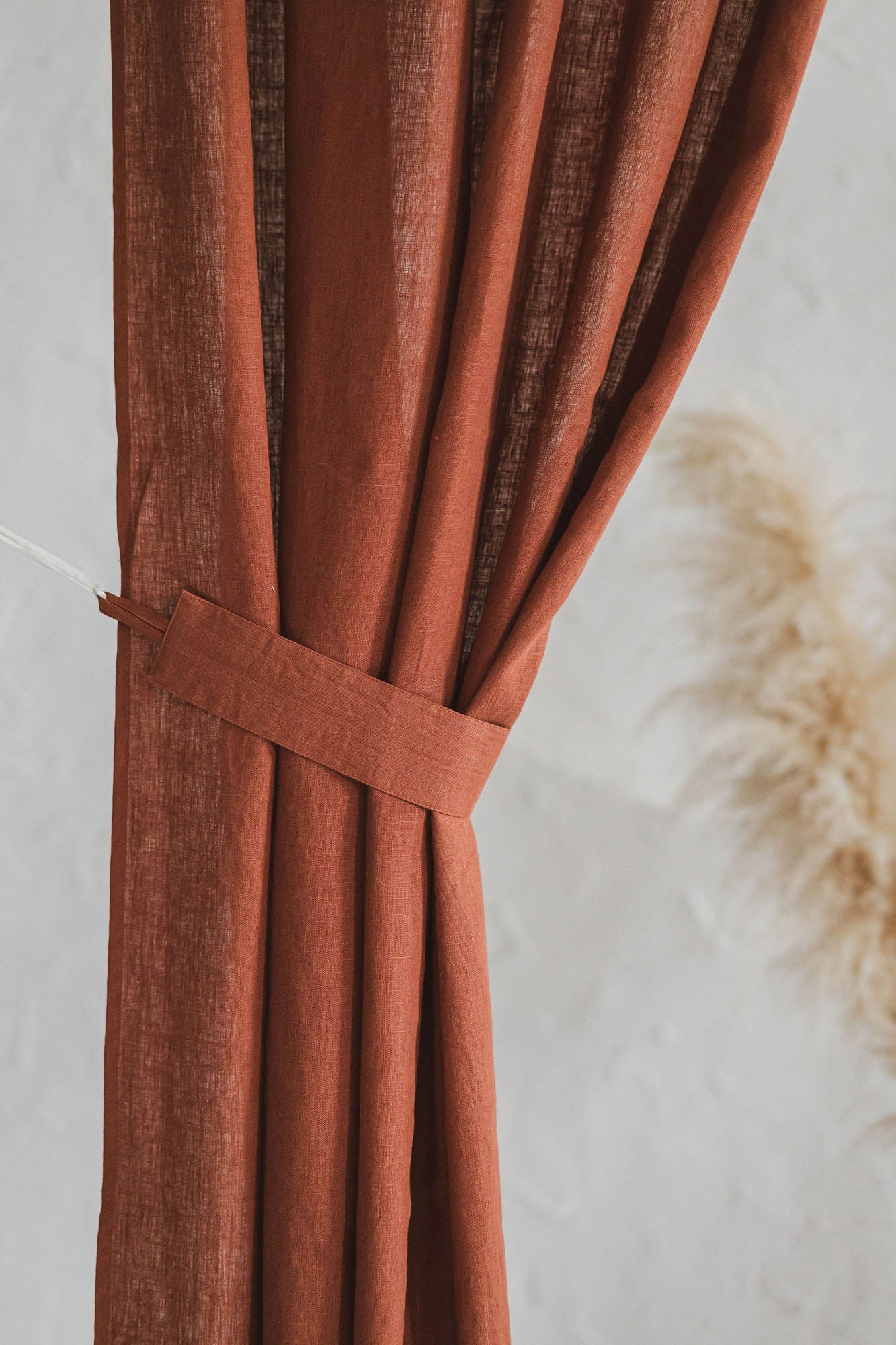 Set mit 2 Leinen-Raffhaltern für schwere Vorhänge