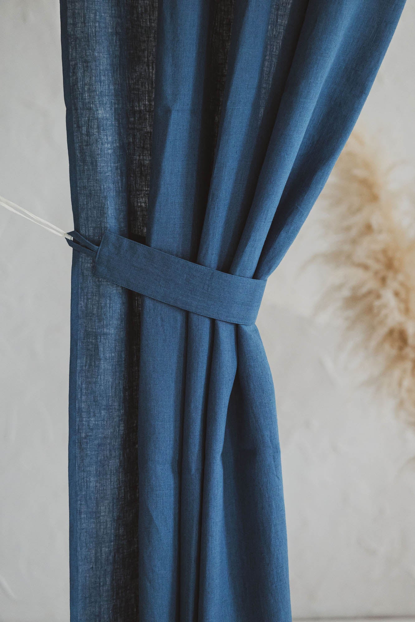 Set mit 2 Leinen-Raffhaltern für mittelschwere Vorhänge