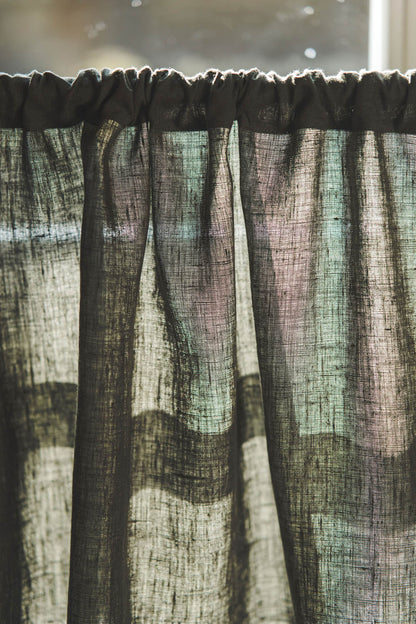 Waldgrüner Café-Vorhang aus Leinen