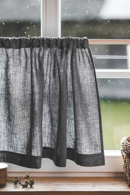 Café-Vorhang aus grauem Leinen