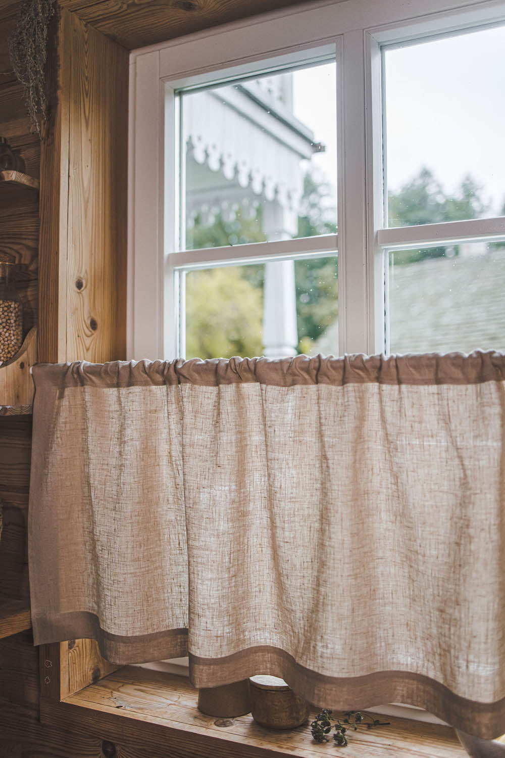 Café-Vorhang aus Sandleinen