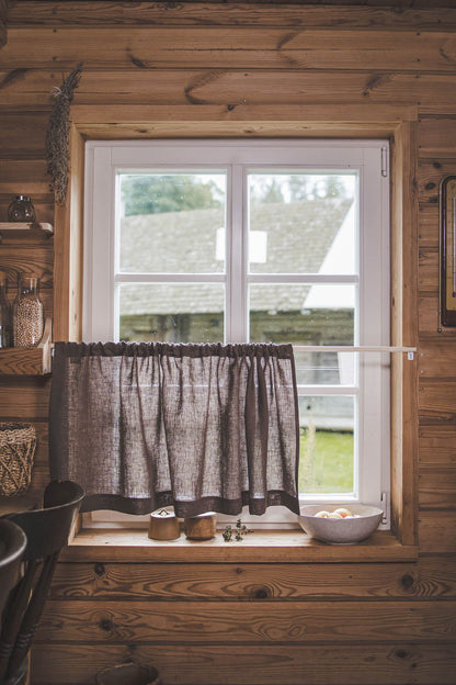 Café-Vorhang aus Kakaoleinen