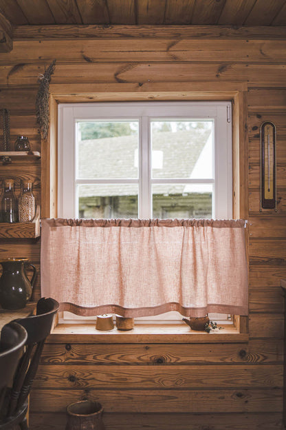 Café-Vorhang aus Leinen in Misty Rose