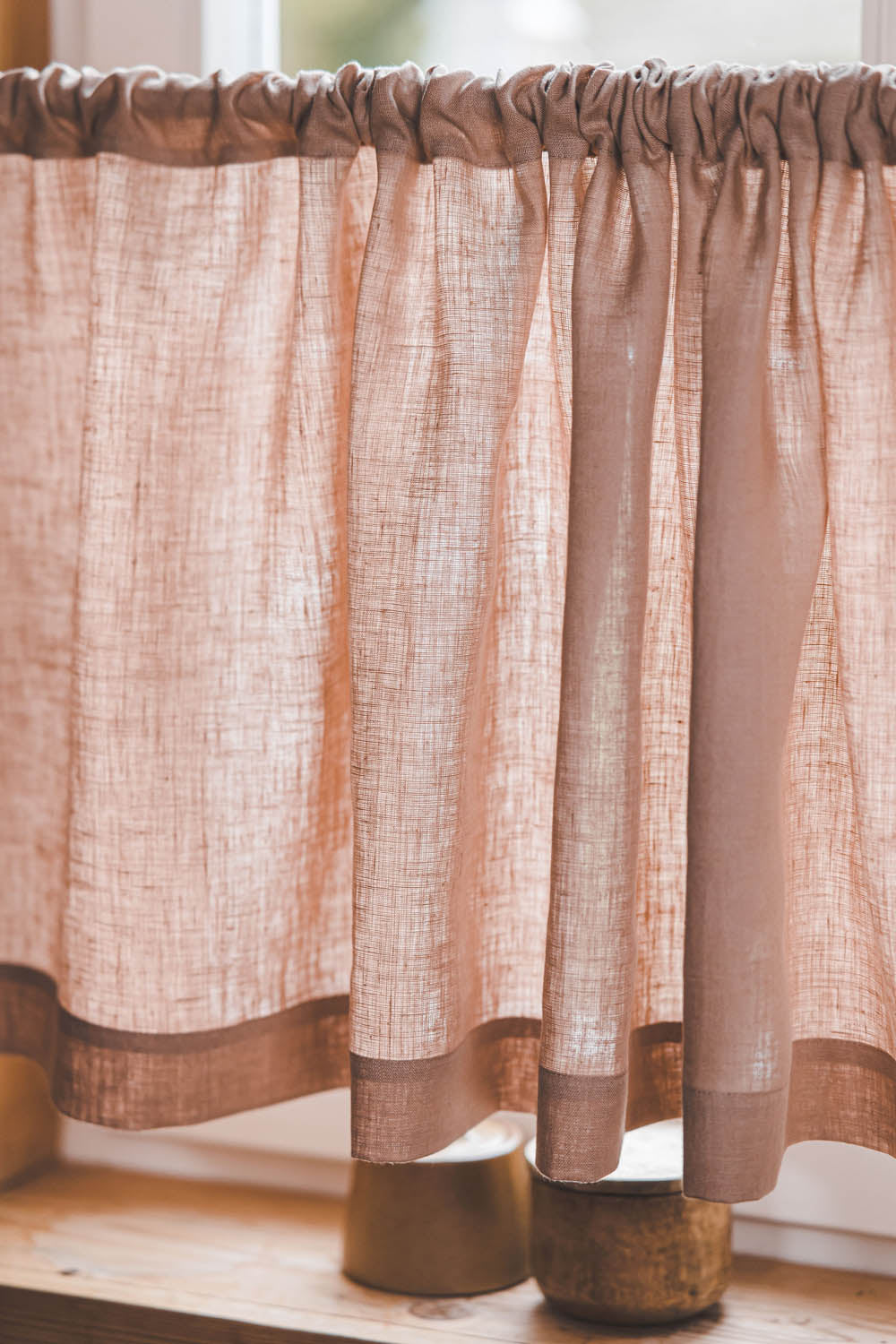 Café-Vorhang aus Leinen in Misty Rose