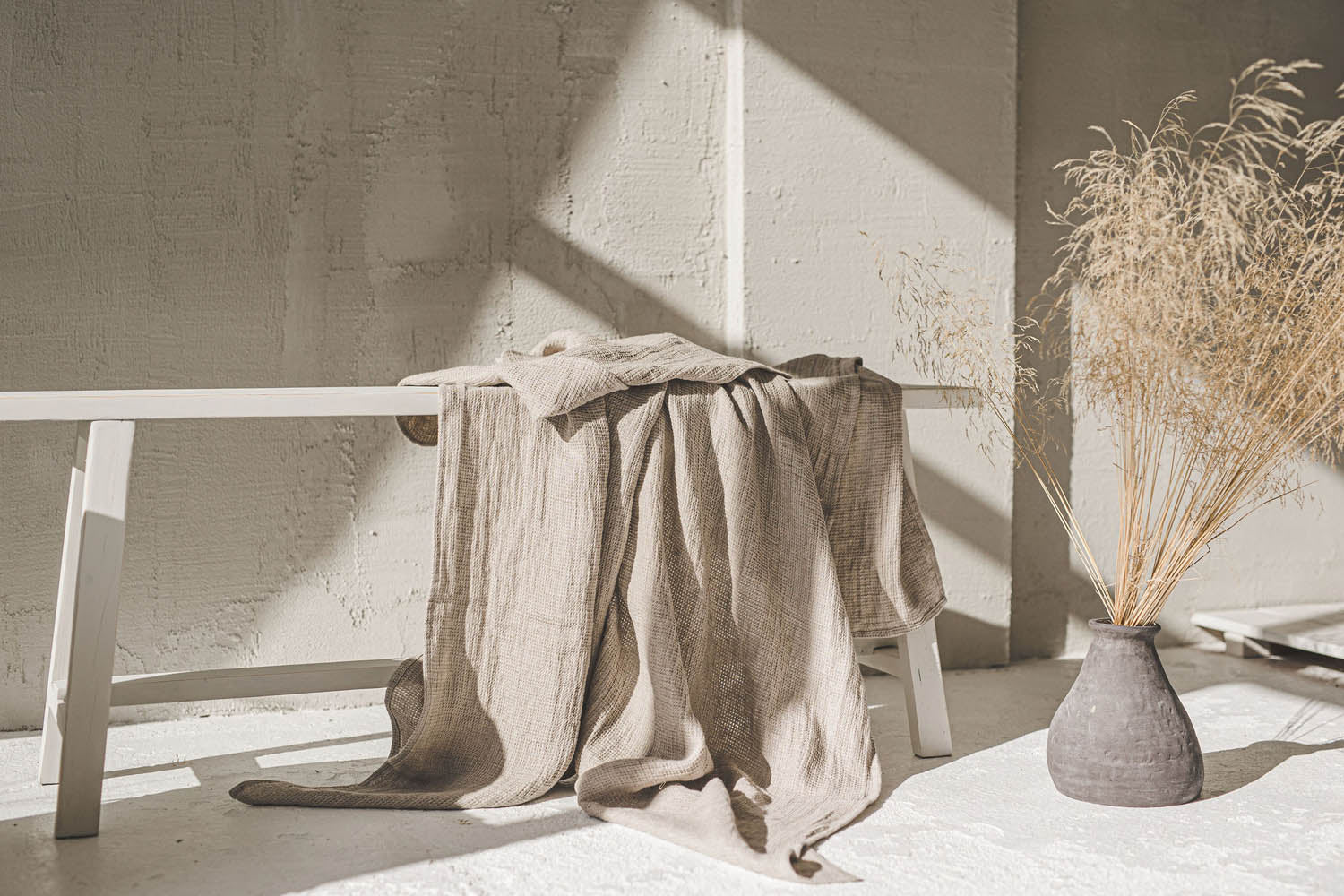 Leichte Überwurfdecke aus Waffelleinen
