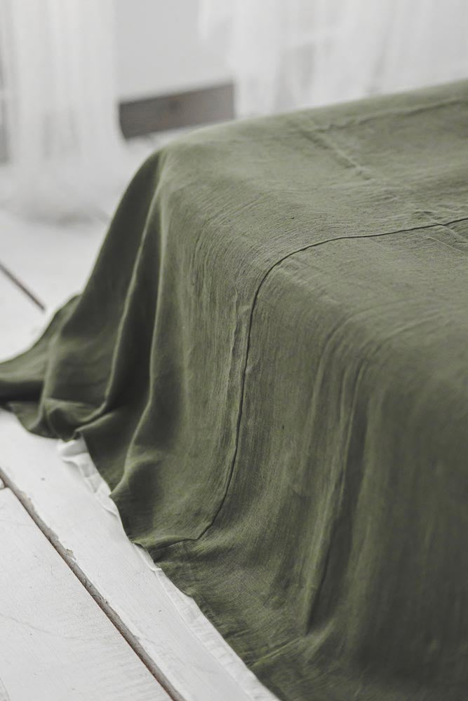 Waldgrünes Bettlaken aus Leinen