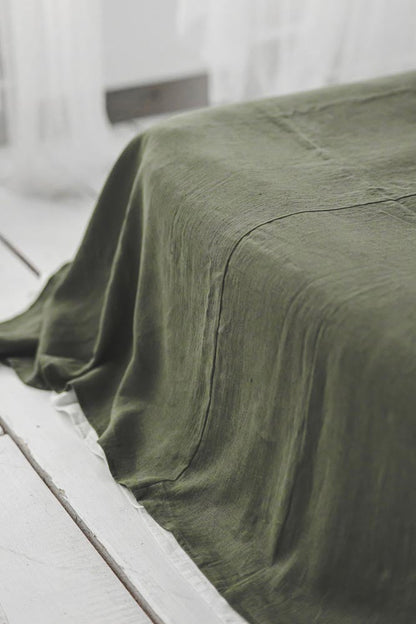 Waldgrünes Bettlaken aus Leinen