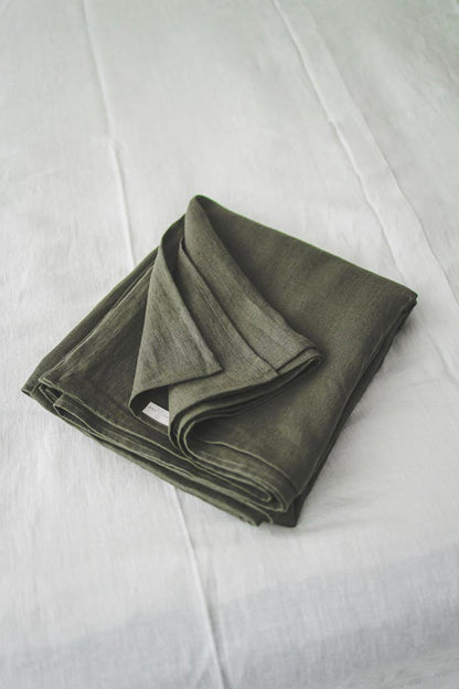 Waldgrünes Bettlaken aus Leinen