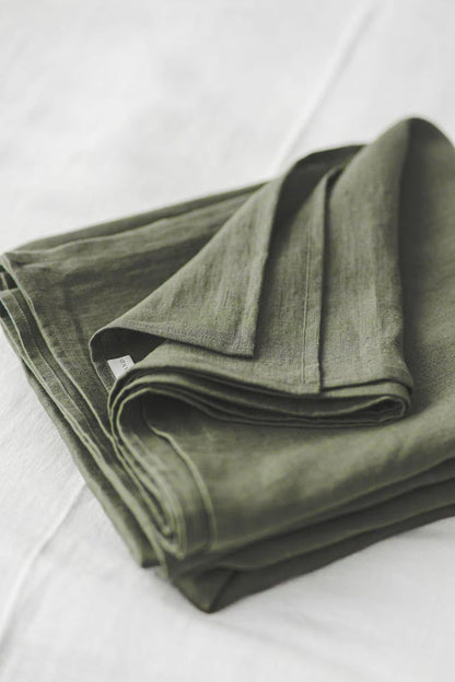 Waldgrünes Bettlaken aus Leinen