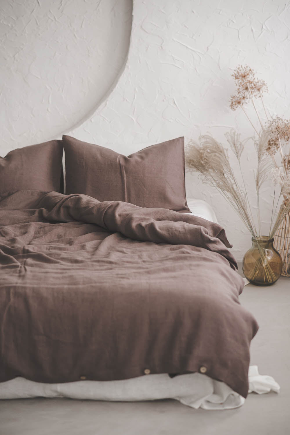 Bettbezug aus Kakaoleinen mit Knöpfen