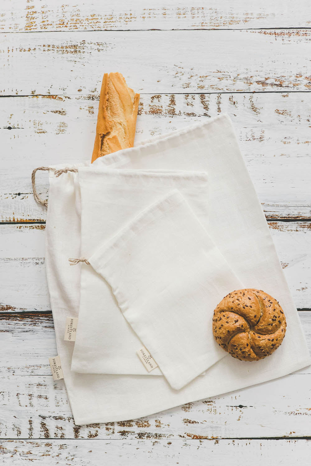 Brotbeutel aus Leinen in cremefarben