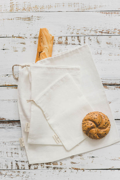 Brotbeutel aus Leinen in cremefarben