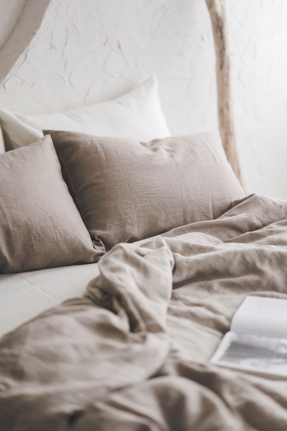 Bettbezug aus natürlichem Leinen mit Knöpfen