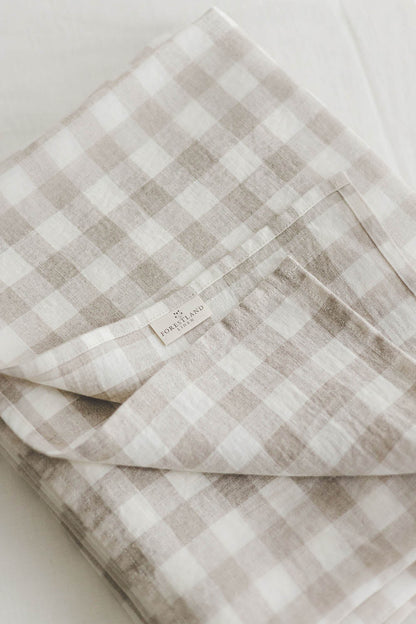 Kariertes Leinen-Bettlaken