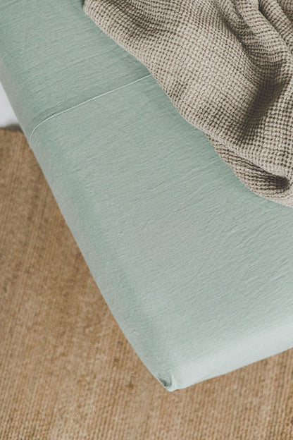 Frosty grünes Leinen-Spannbettlaken