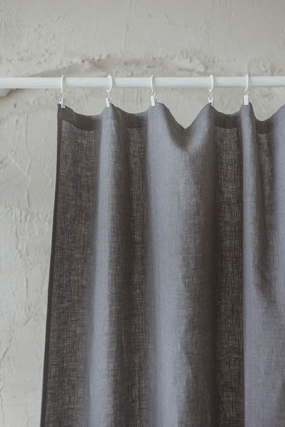 Grauer Leinen-Vorhang mit schlichtem Saum, für Clips
