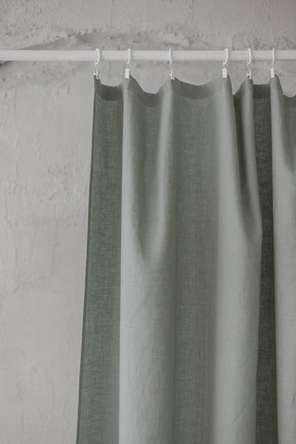 Frostgrüner Leinen-Vorhang mit schlichtem Saum, für Clips