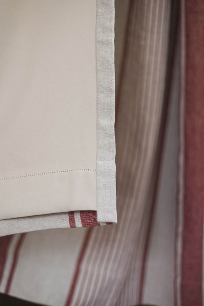 Verdunkelungsvorhang aus Leinen im französischen Stil mit kirschroten Streifen und multifunktionalem Kräuselband