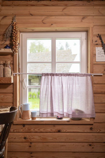 Transparenter Café-Vorhang aus Leinen in hellem Flieder