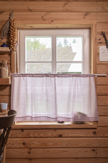Transparenter Café-Vorhang aus Leinen in hellem Flieder