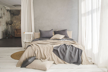 Natürliche, schwere Überwurfdecke aus Waffelleinen