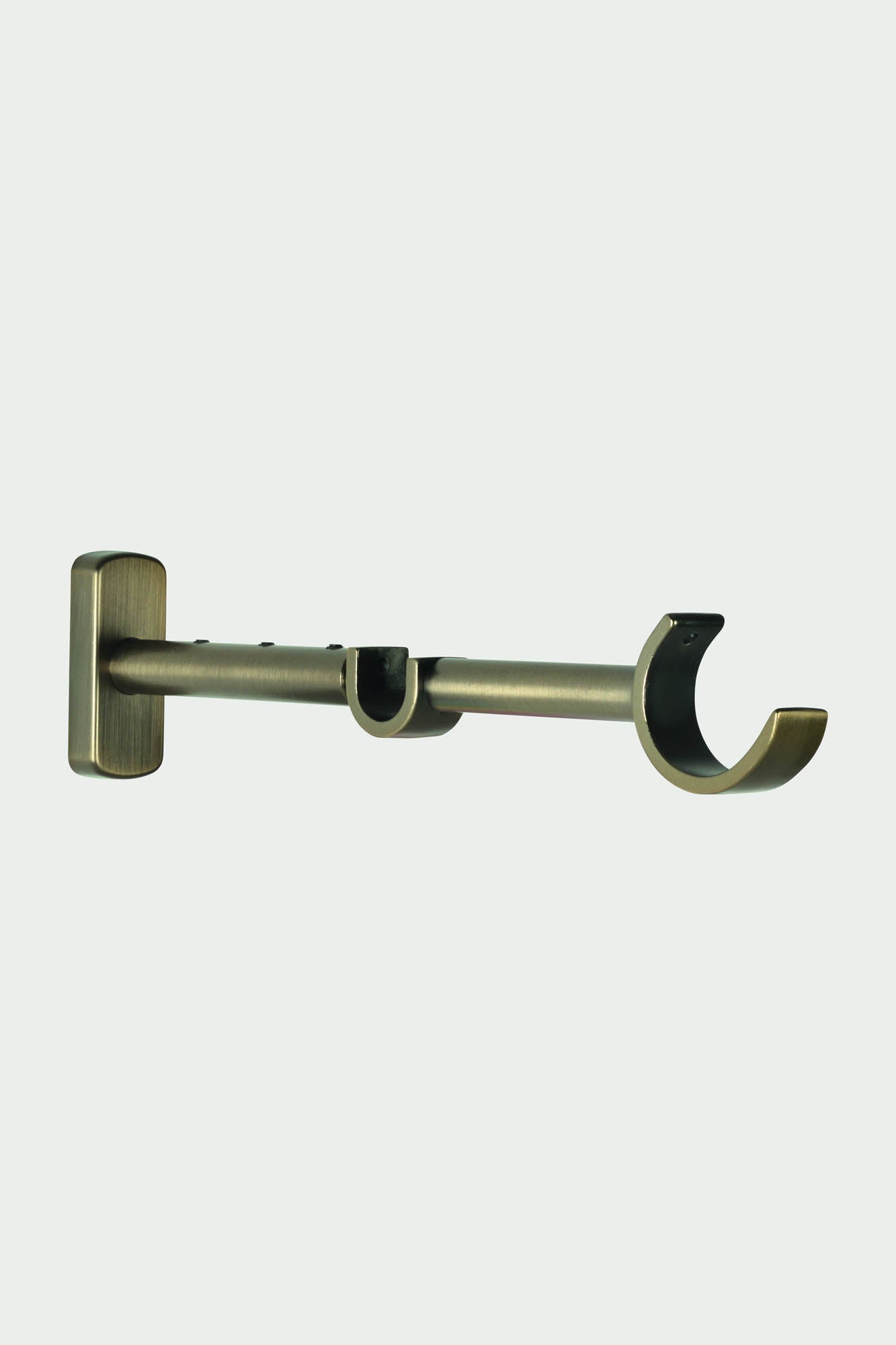 2 ausziehbare Doppel-Wandhalterungen aus Stahl in Antikmessing – 21 cm