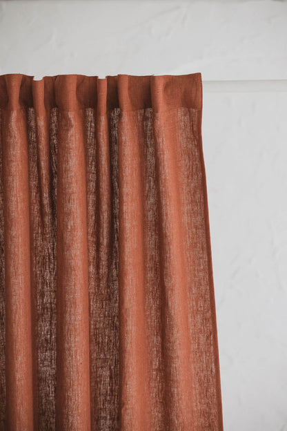 Schwerer Leinenvorhang in gebranntem Orange mit multifunktionalem Gardinenband