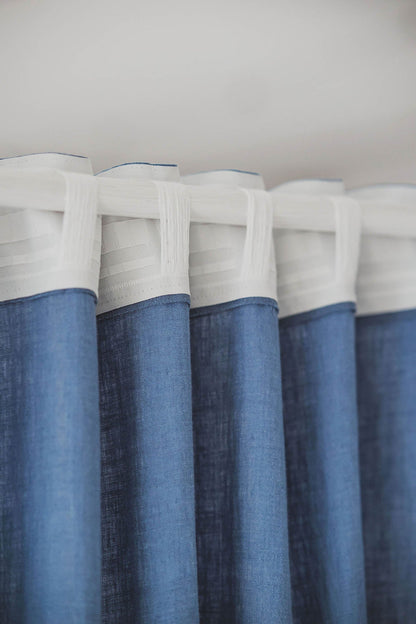 Jeansblauer Leinenvorhang mit multifunktionalem Gardinenband