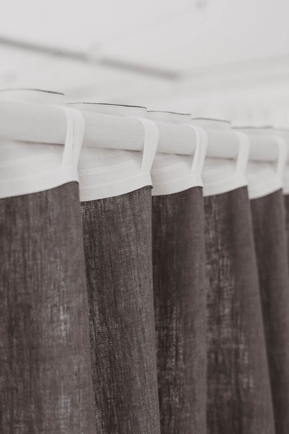 Schwerer, anthrazitgrauer Leinenvorhang mit multifunktionalem Gardinenband