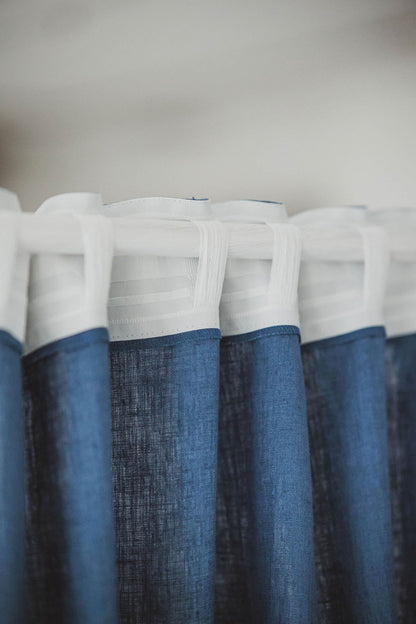 Kornblumenblauer Leinenvorhang mit multifunktionalem Gardinenband