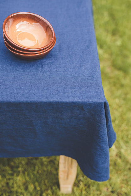 Mitternachtsblaue Tischdecke aus Leinen