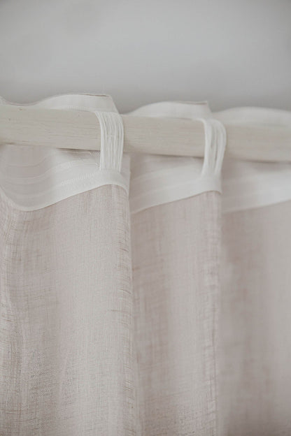 Transparenter Leinenvorhang in Sandweiß mit multifunktionalem Gardinenband