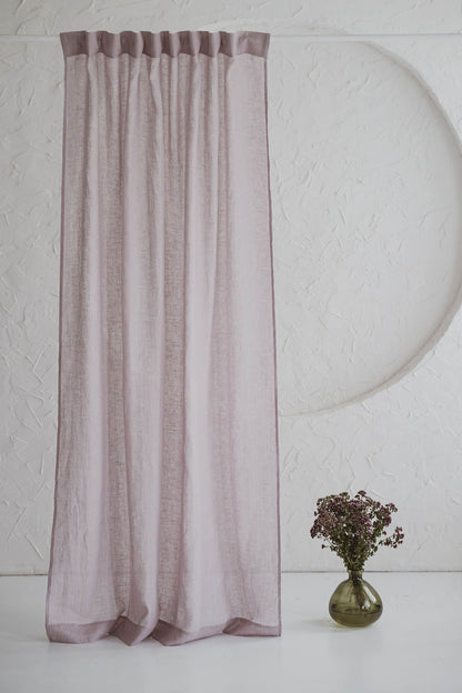 Hellfliederfarbener transparenter Leinenvorhang mit multifunktionalem Gardinenband