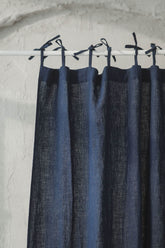 Mitternachtsblauer Bindeband-Leinenvorhang