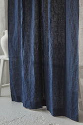 Mitternachtsblauer Bindeband-Leinenvorhang