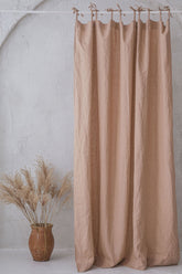 Altrosafarbener Bindeband-Leinenvorhang