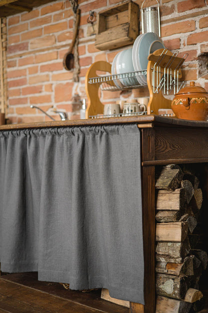 Anthrazitgrauer Leinen-Schrankvorhang, Schwergewicht