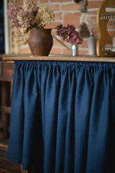 Mitternachtsblauer Leinen-Schrankvorhang