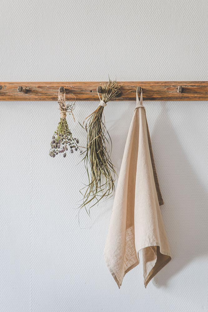 Sandfarbene Geschirrtücher aus Leinen – 2er-Set