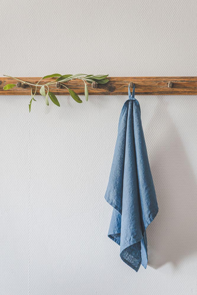 Kornblumenblaue Geschirrtücher aus Leinen – 2er-Set