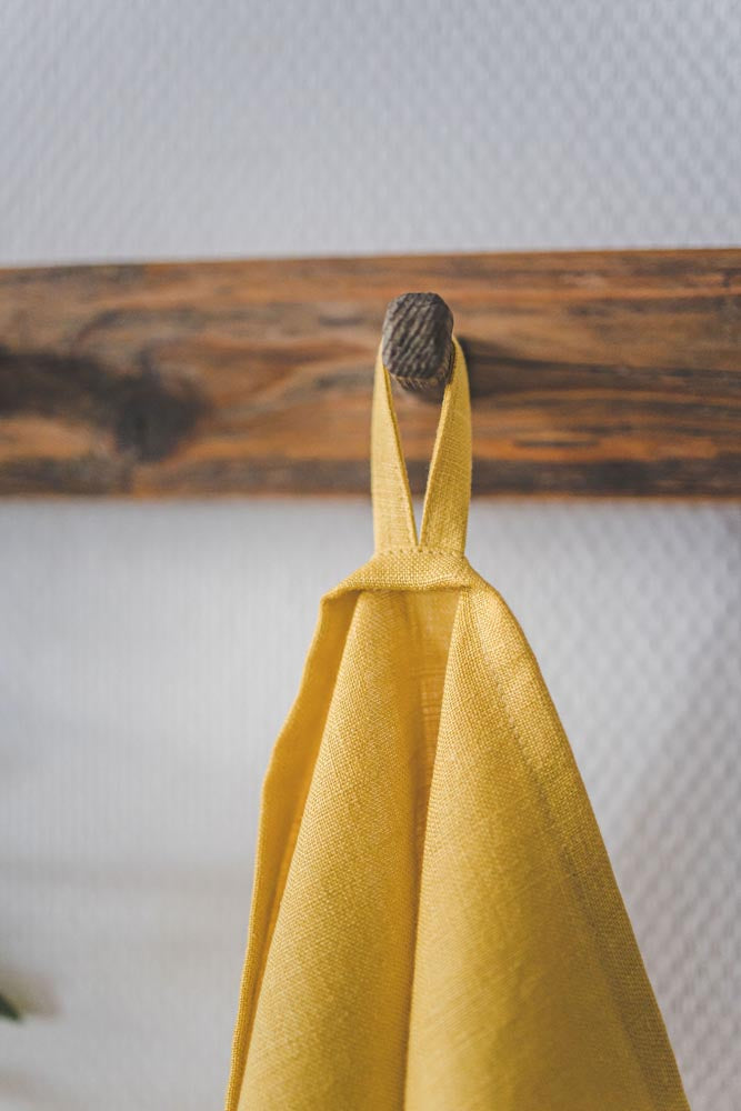 Mimosa-gelbe Geschirrtücher aus Leinen – 2er-Set