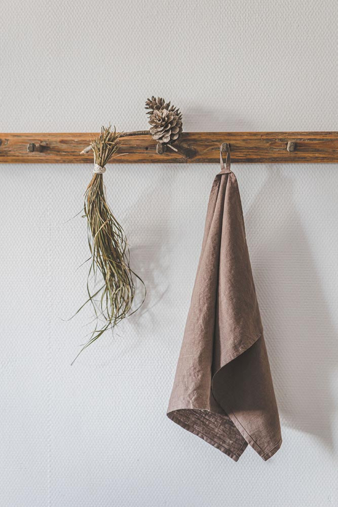 Kakaofarbene Leinen-Geschirrtücher - 2er-Set