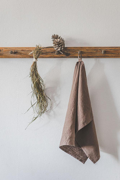 Kakaofarbene Leinen-Geschirrtücher - 2er-Set