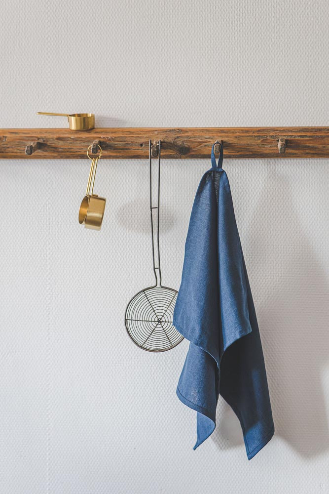 Mitternachtsblaue Geschirrtücher aus Leinen - 2er-Set