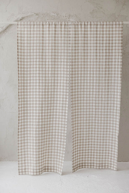 Karierter Noren-Vorhang aus Leinen