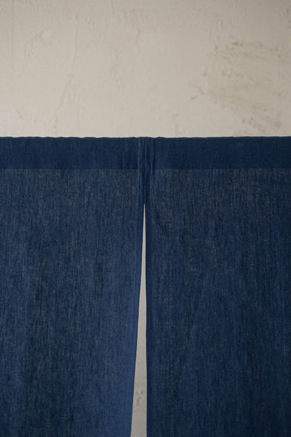 Mitternachtsblauer Noren-Vorhang aus Leinen
